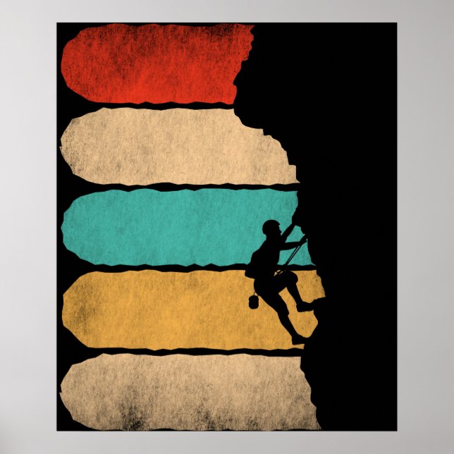 Rock Climbing Retro Hipster Climber Novelty Poster (Front)