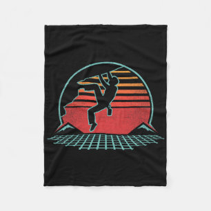 Rock Climbing Retro Vintage Bouldering 80s Style G Fleece Blanket