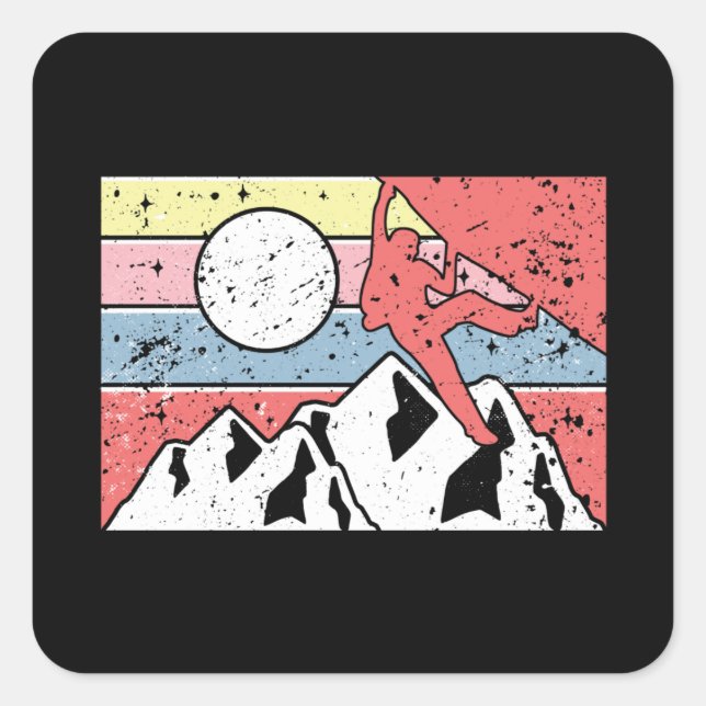 Rock Climbing Retro Vintage Square Sticker (Front)