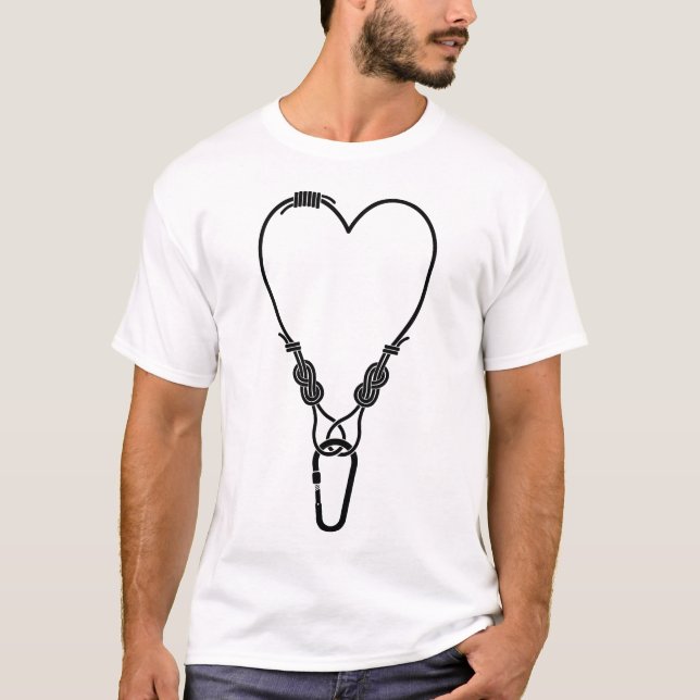 Rock climbing rope  Climbing love heart T-Shirt (Front)