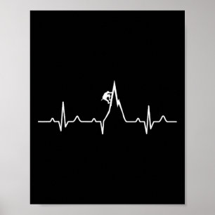 Rock Climbing Shirt Mountain Heartbeat Gift  Poster