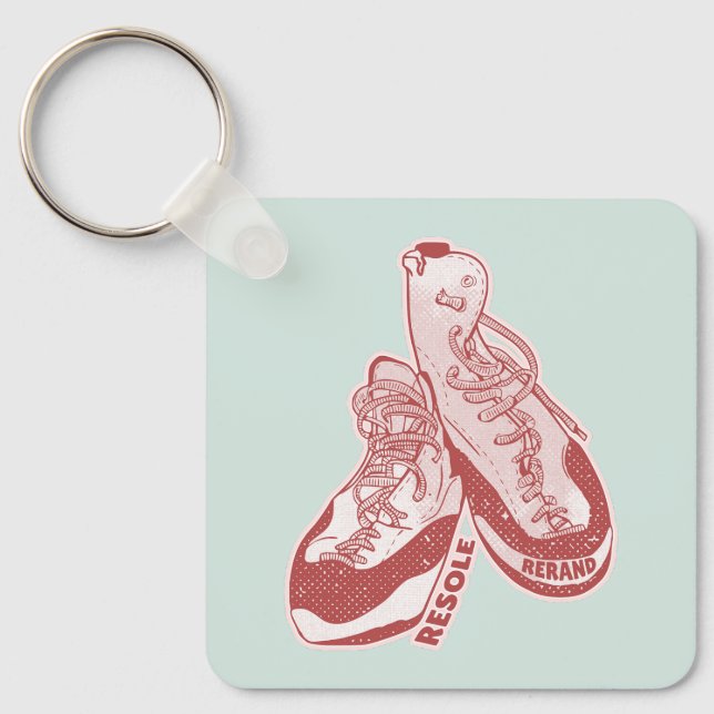 Rock climbing shoes resole key ring (Front)
