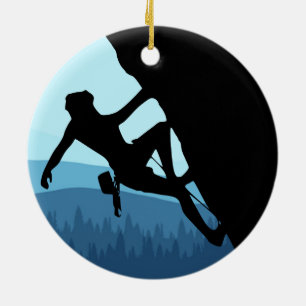 Rock Climbing Silhouette Ceramic Ornament