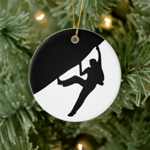 Rock Climbing Silhouette Ceramic Tree Decoration