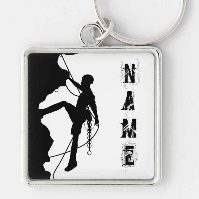 Rock Climbing Silhouette Large (2.00") Square Keyc Key Ring (Front)