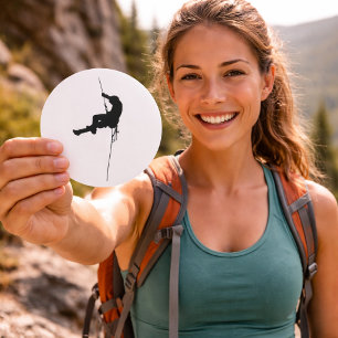 Rock Climbing Silhouette Minimalist Design Classic Round Sticker