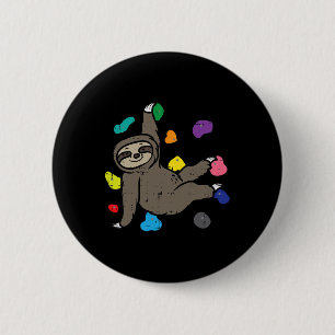 Rock Climbing Sloth Cute Climber Boys Girls Kids W 6 Cm Round Badge