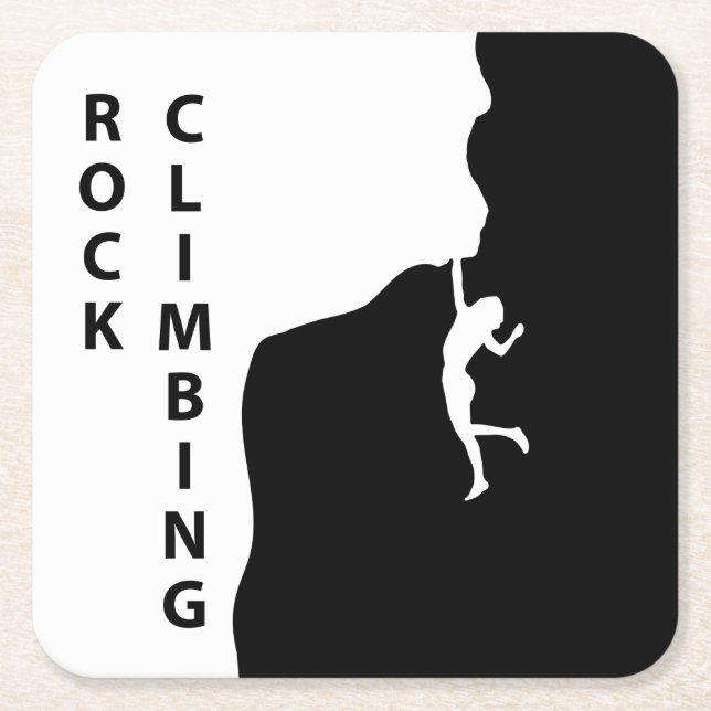 Rock climbing square paper coaster (Front)