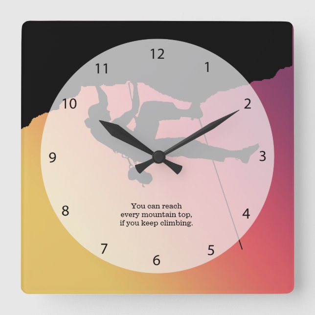 Rock Climbing Square Wall Clock (Front)