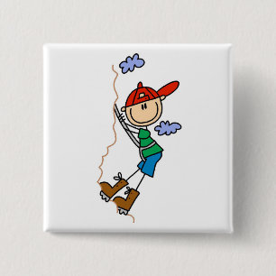 Rock Climbing Stick Figure 15 Cm Square Badge
