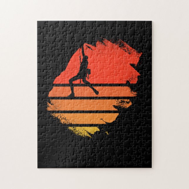 Rock Climbing sunset bouldering womens climber gif Jigsaw Puzzle (Vertical)