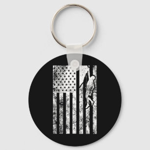 Rock Climbing T Shirt - Rock Climbing Flag Shirt Key Ring