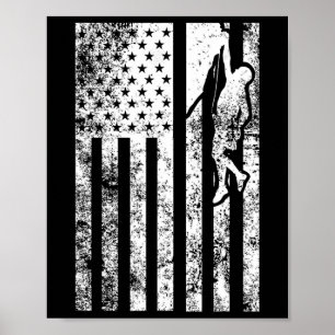 Rock Climbing T Shirt - Rock Climbing Flag Shirt Poster