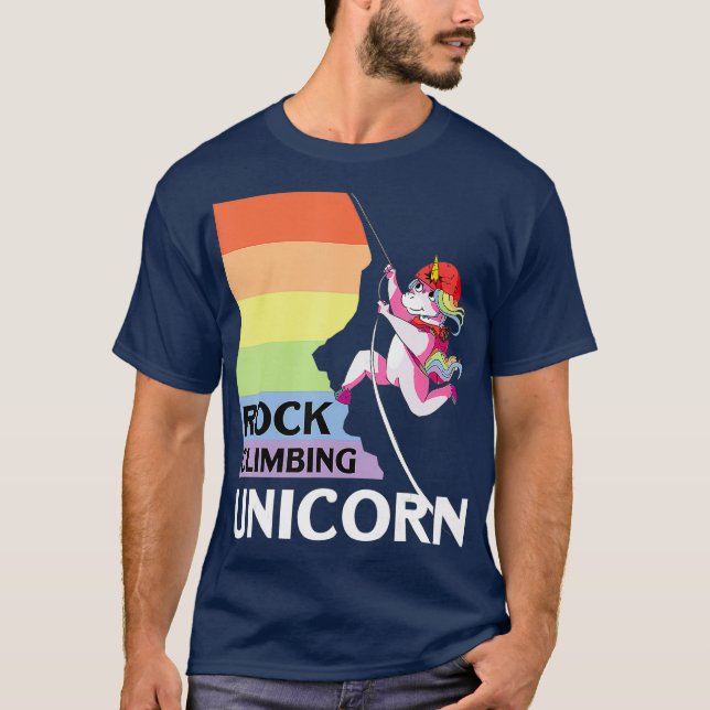 Rock Climbing Unicorn Magical Bouldering Climber T-Shirt (Front)