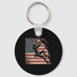 Rock Climbing Usa Flag Vintage Rock Climber 4th Of Key Ring