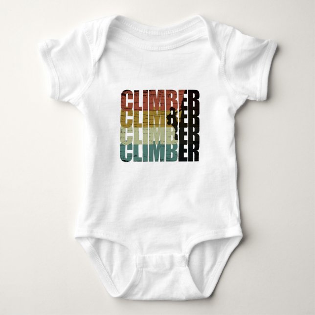 Rock climbing vintage climber baby bodysuit (Front)