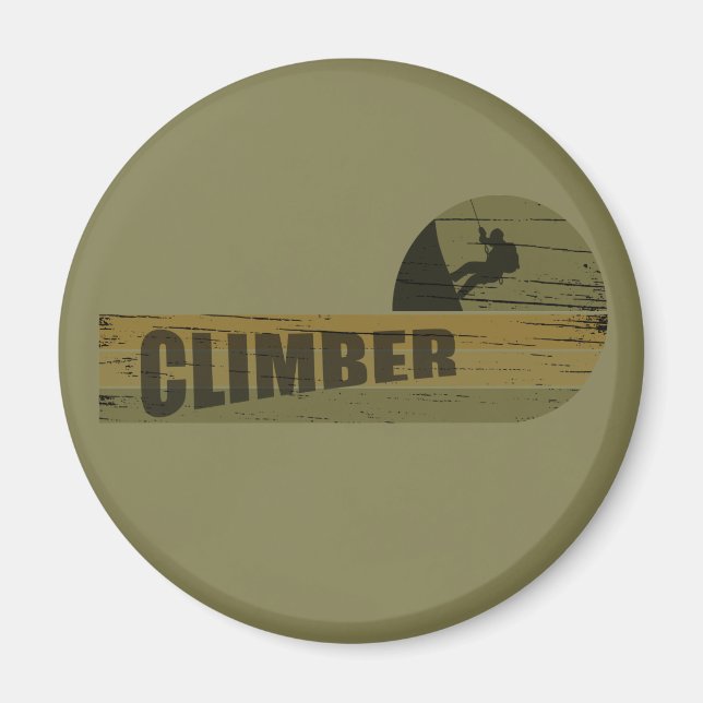 Rock climbing vintage climber magnet (Front)