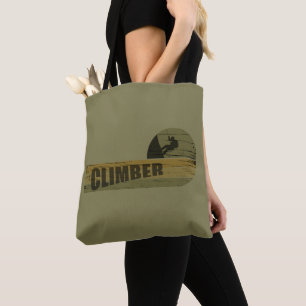 Rock climbing vintage climber tote bag