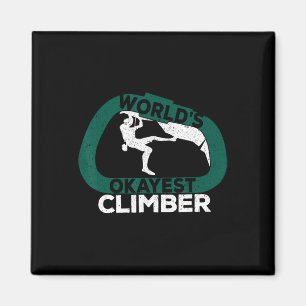 Rock Climbing World's Okayest Climber Carabiner Magnet