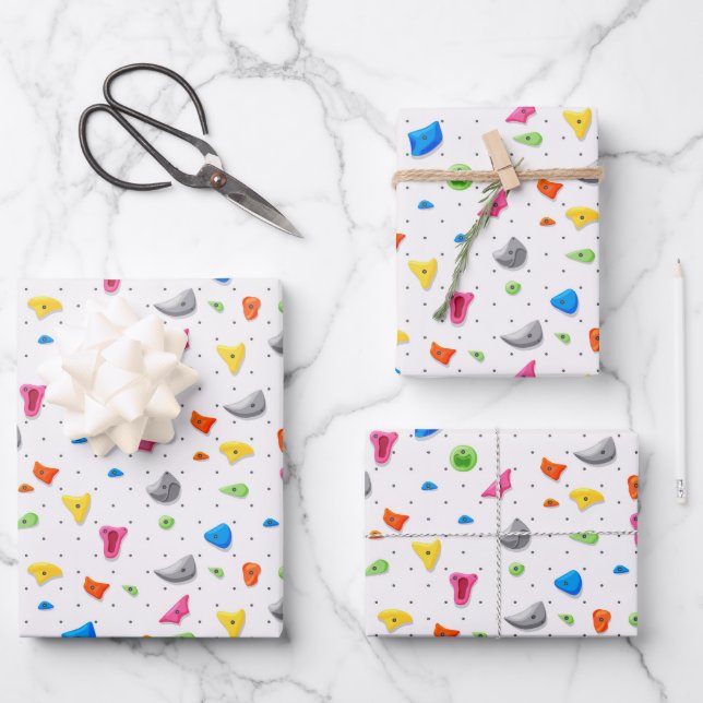 Rock Climbing Wrapping Paper, Rock Wall Gift Wrap (Front)
