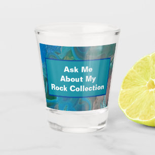 Rock Collector Humour Blue Green Marbled Stone Shot Glass