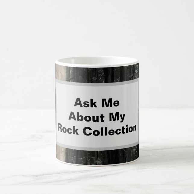 Rock Collector Humourous Black White Striped Stone Coffee Mug (Center)