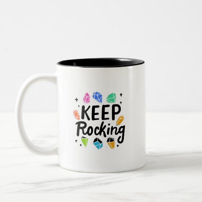 Rock Collector - Keep Rocking Two-Tone Coffee Mug (Left)