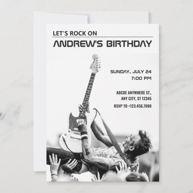 Rock concert birthday invitation (Front)