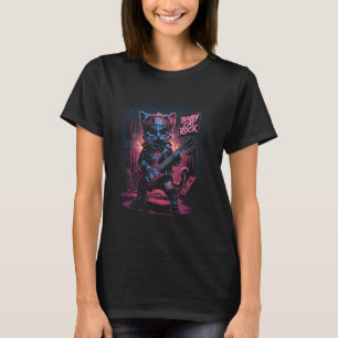 Rock Concert Rockstar Guitar Music Lover Cool Cat  T-Shirt