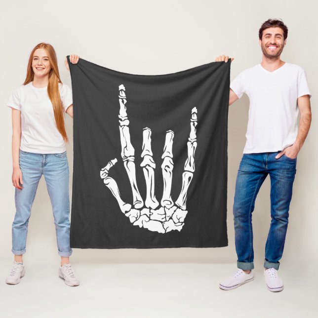 Rock Concert Skeleton Hand Fleece Blanket (In Situ)