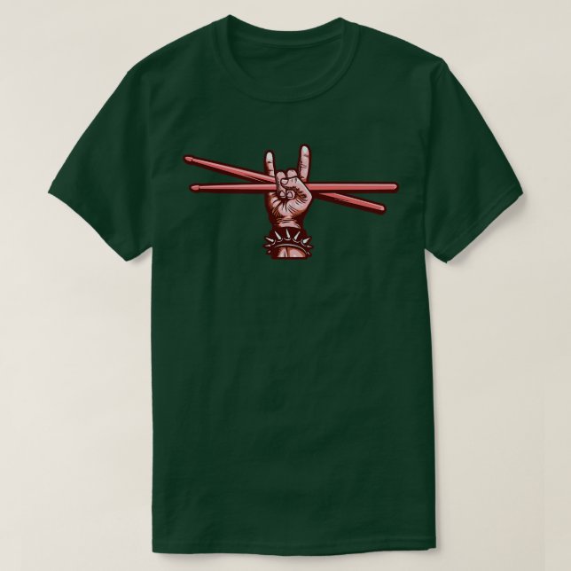 Rock Drummer Sticks T-Shirt (Design Front)