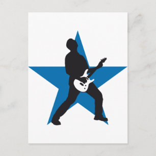 rock e-guitar player postcard