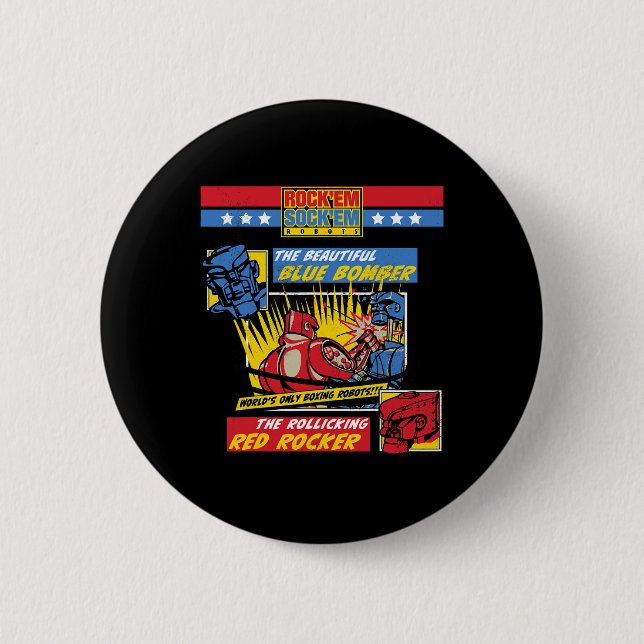 Rock em Sock em - Boxing Robots Comic Page  6 Cm Round Badge (Front)