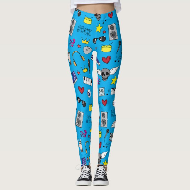 Rock Emo Music Teen Pattern Leggings (Front)