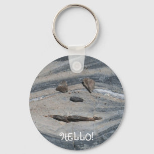 Rock Face Says Hello Key Ring