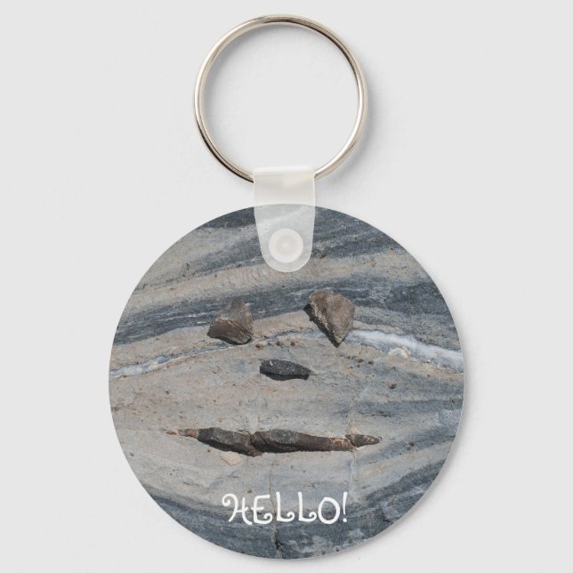 Rock Face Says Hello Key Ring (Front)