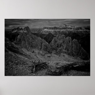 ROCK FORMATION IN GRAYSCALE PHOTO POSTER