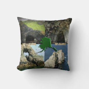 Rock Formations and Caves in Alaska Collage Cushion
