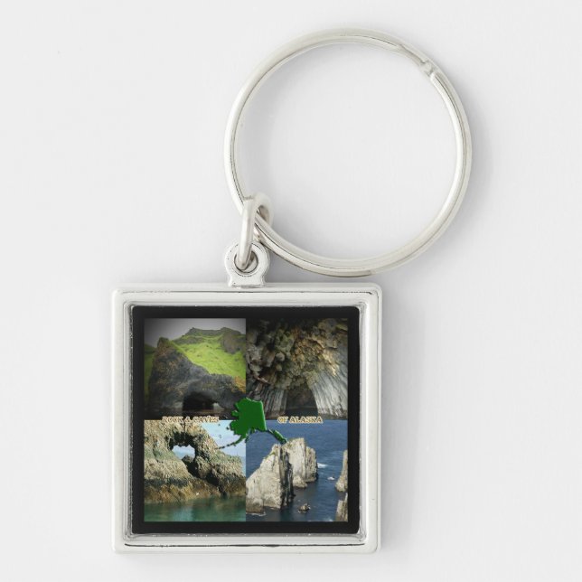Rock Formations and Caves in Alaska Collage Key Ring (Front)
