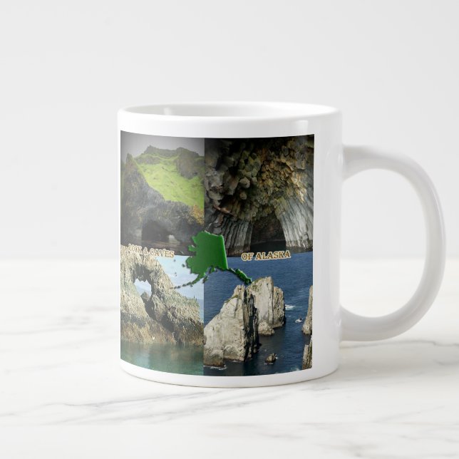 Rock Formations and Caves in Alaska Collage Large Coffee Mug (Right)