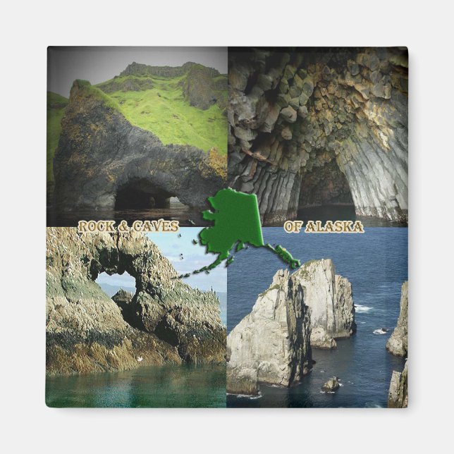 Rock Formations and Caves in Alaska Collage Magnet (Front)