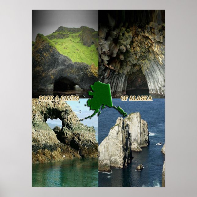 Rock Formations and Caves in Alaska Collage Poster (Front)