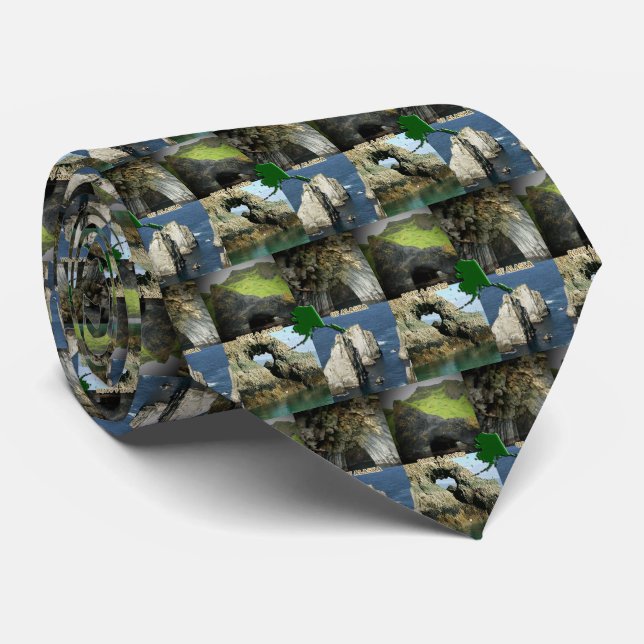 Rock Formations and Caves in Alaska Collage Tie (Rolled)
