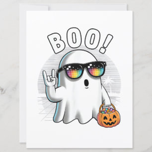 Rock Ghost Retro Halloween Pumpkin Funny Boo