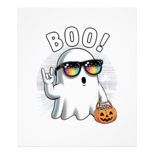 Rock Ghost Retro Halloween Pumpkin Funny Boo Photo Print