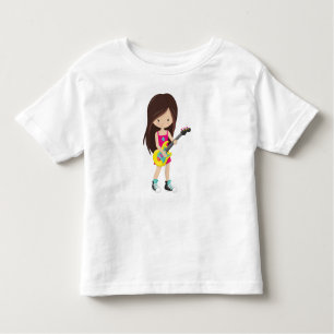 Rock Girl, Brown Hair, Guitar Player, Band, Music Toddler T-Shirt