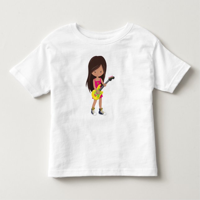 Rock Girl, Latina Girl, Guitar Player, Band, Music Toddler T-Shirt (Front)