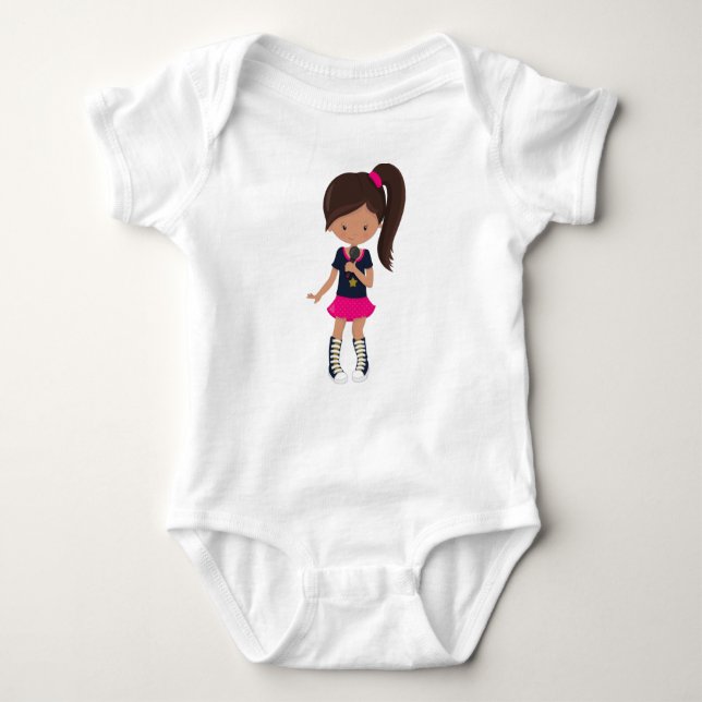 Rock Girl, Latina Girl, Microphone, Band Singer Baby Bodysuit (Front)