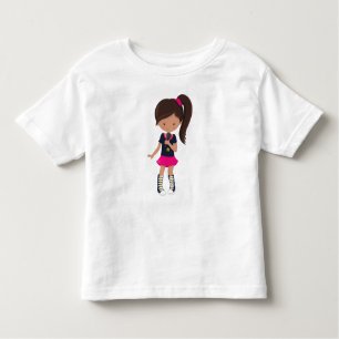 Rock Girl, Latina Girl, Microphone, Band Singer Toddler T-Shirt