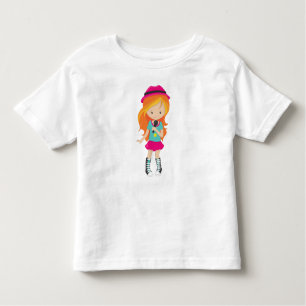 Rock Girl, Orange Hair, Band Singer, Microphone Toddler T-Shirt